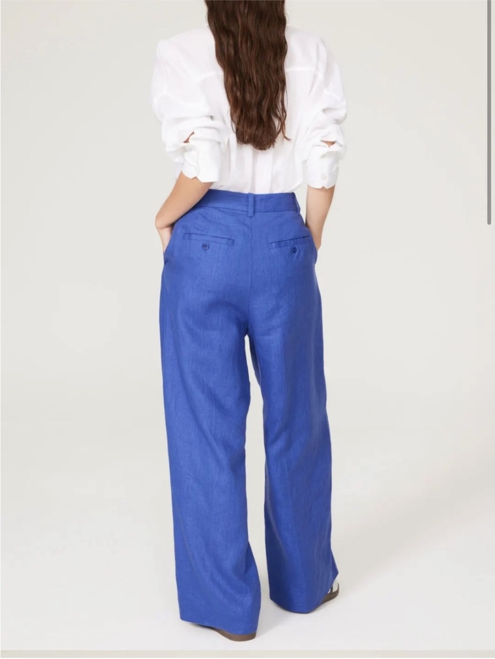 Madewell Harlow 100% linen wide leg pants royal blue - Picture 2 of 11